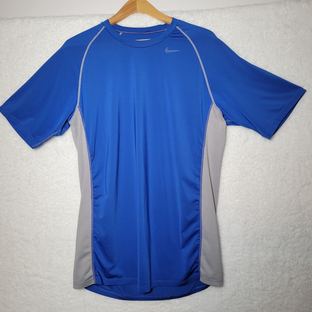 Nike Pro Performance Shirt‎ Short Sleeve Blue Top Athletic Size Large 0056